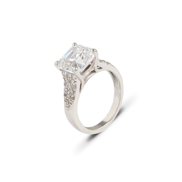 14k White Gold CZ Asscher Cut Ring (size 6) Fashion