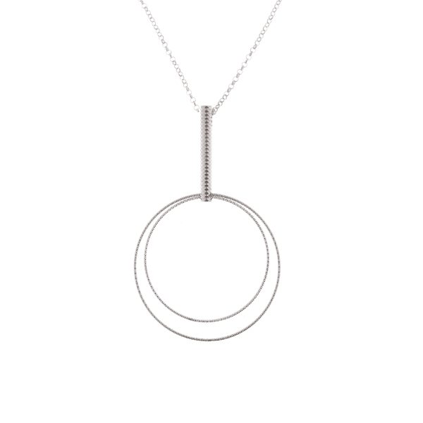 Rhodium Plated Sterling Silver Open Air Circle Necklace Online