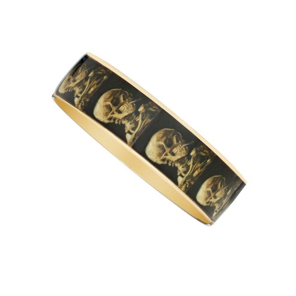 Van Gogh Skull Goldtone Bangle Bracelet 1  Online Hot Sale