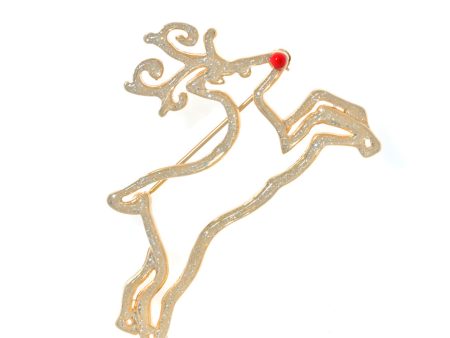 Gold Tone Stardust Reindeer Pin Cheap