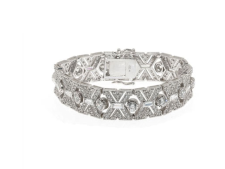 Sterling Silver Art Deco CZ  Bracelet Discount