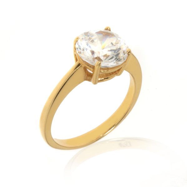 14K Yellow Gold Round Cut Ring Online Hot Sale