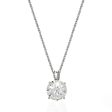 14k White Gold Round Cut CZ Pendant 16  For Discount