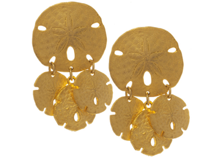 Goldtone Sand Dollar Triple Earrings Hot on Sale