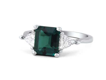 14k White Gold Emerald Princess Cut CZ With Trillions For Cheap