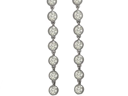 14k White Gold Round CZ Drop Earrings Online