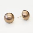 Goldtone 16mm Brown Button Pearl Pierced Earrings Supply