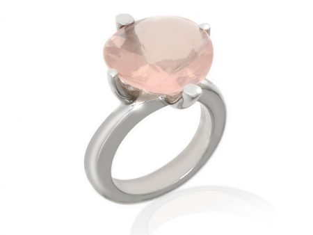 14k White Gold Rose Quartz Ring Cheap