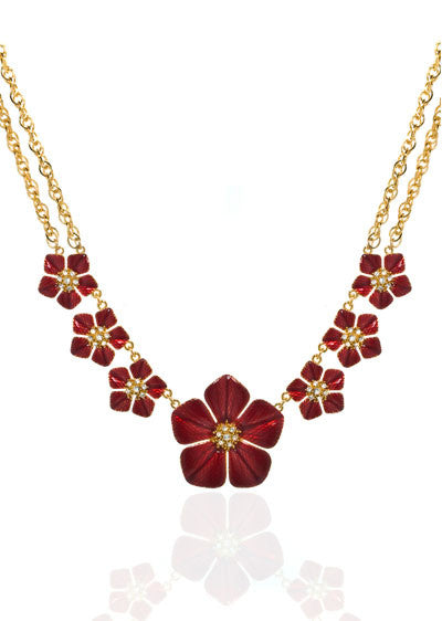 Garden of Love Red Large Flower Collar Necklace Fashion