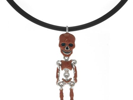 Rust Skeleton Pendant Necklace On Black Cord For Discount