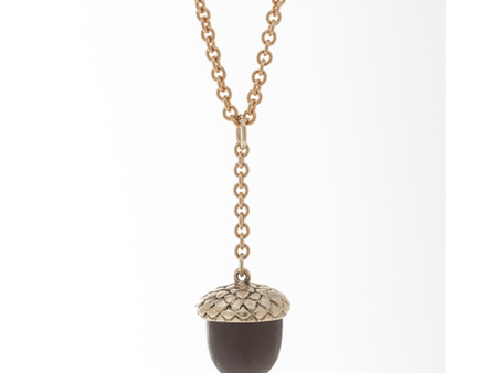 Winter in the Garden Brown Acorn Necklace For Discount