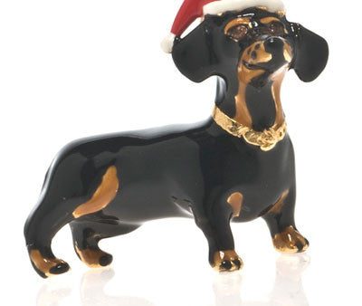 Jet Black Dachshund Christmas Adorable Pooch Pin Online now