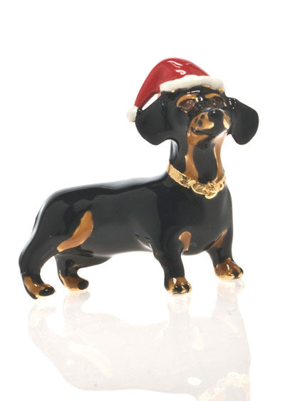 Jet Black Dachshund Christmas Adorable Pooch Pin Online now