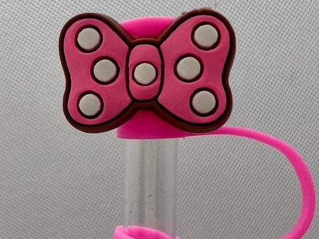 Pink Bow Silicone Straw Topper 10mm For Discount