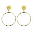 Goldtone Double Rose Large Hoop Earring Cheap