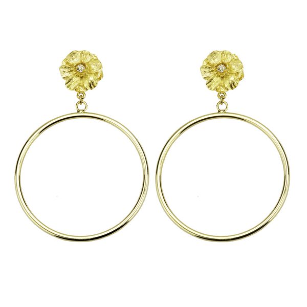 Goldtone Double Rose Large Hoop Earring Cheap