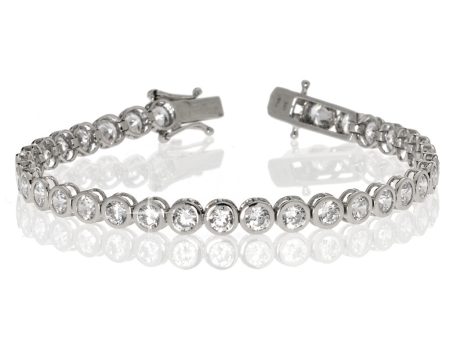 4.85ct Sterling Silver Bezel Set CZ Tennis Bracelet For Sale