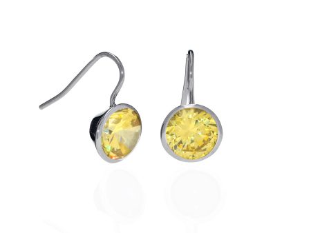 6 Carat Canary CZ Sterling Silver Bezel Set Earrings For Cheap