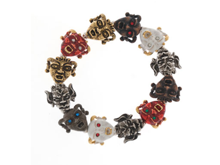 Gargoyles Enamel Gold Silver Hematite Tone with Mixed Eyes Stretch Bracelet Online