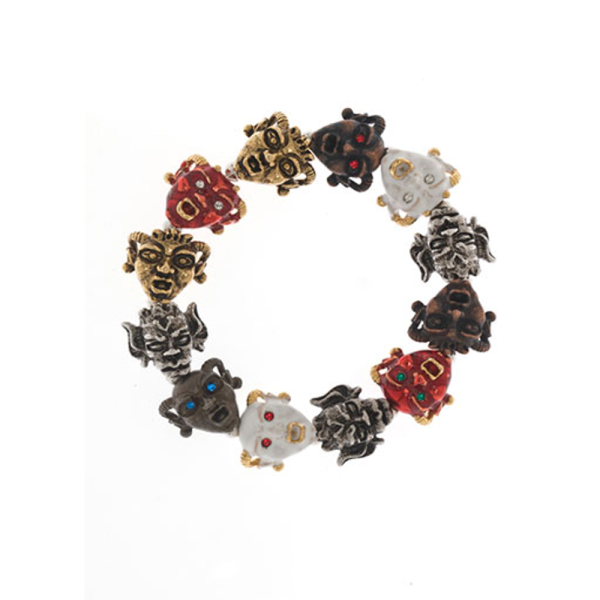 Gargoyles Enamel Gold Silver Hematite Tone with Mixed Eyes Stretch Bracelet Online