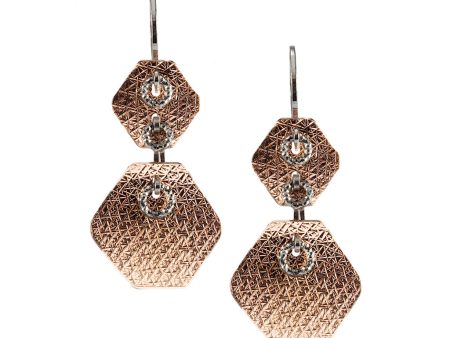 22k Rose Gold Plated Sterling Silver Double Drop Earrings Online