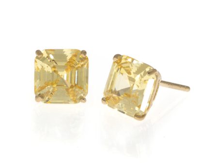 22k Gold Plated Sterling Silver Asscher Cut CZ Earrings Supply