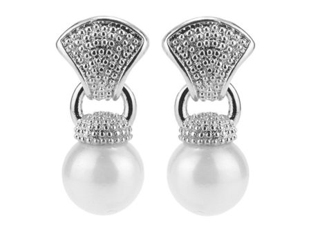 10mm Kiska Pearl Silvertone Caviar Drop Earring Online Hot Sale