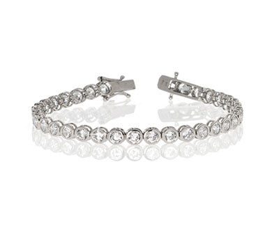 3 MM Sterling Silver Bezel Set Tennis Bracelet Discount