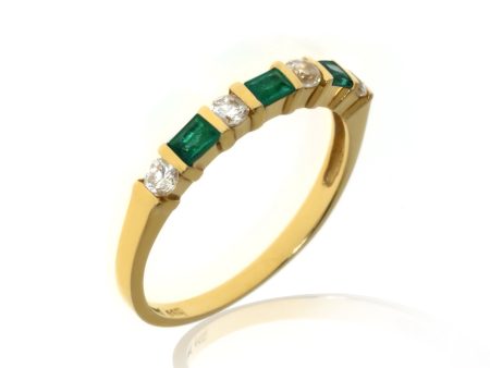 14k Yellow Gold Emerald Baguette w Clear Round CZ Rings Supply