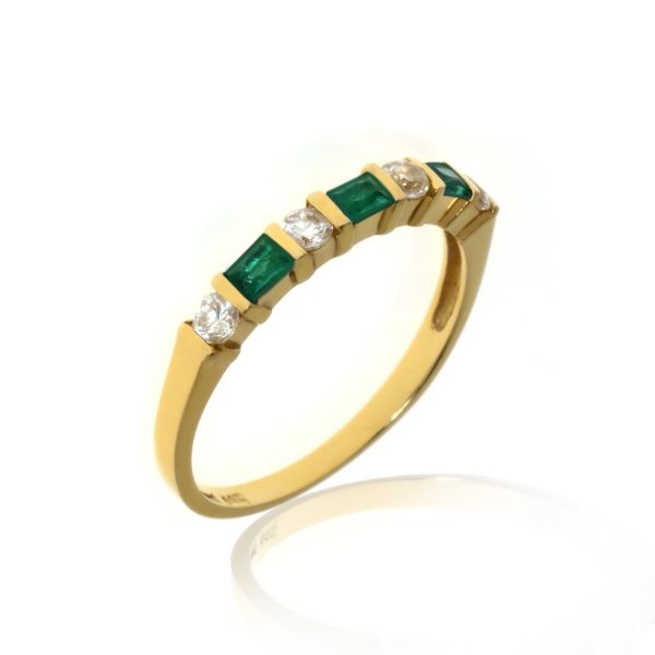 14k Yellow Gold Emerald Baguette w Clear Round CZ Rings Supply