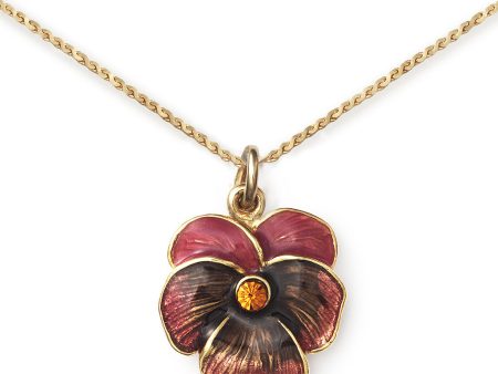 Pansy Pendant On 14k Gold Serpentine Chain Fashion