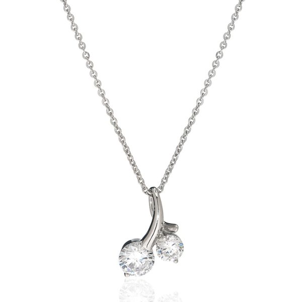 Sterling Silver Dual Stones Pendant Necklace on Sale