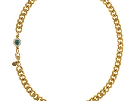 22k Gold Plated Brass Curb Chain With Evil Eye Charm 18  Sale