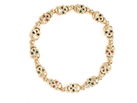 Goldtone Small Lucky Skull Stretch Bracelet Supply