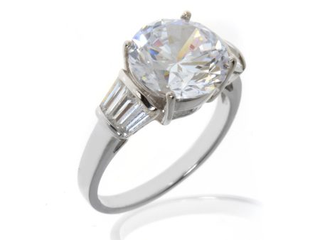 14K White Gold Round  Baguette Cut Ring Online now