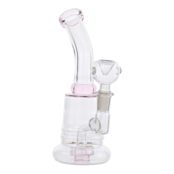 Pink Tilted Disc Perc Bong - 7in Cheap