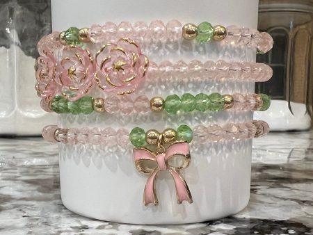 Pale Pink & Green Tumbler Charm Stacks For Discount