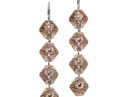 22k Rose Gold Plated Sterling Silver Quadruple Drop Earrings For Cheap