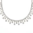 14K White Gold Necklace With Teardrop Stones 16  Fashion