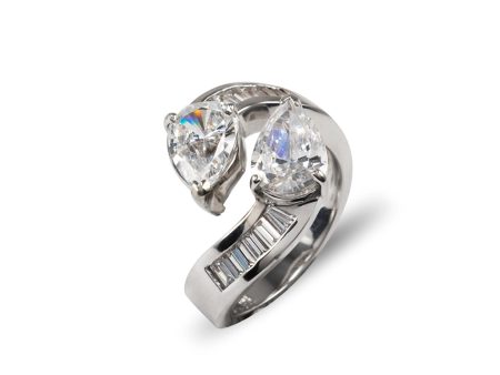 14k White Gold Dual Pair with Baguettes Ring Online Sale