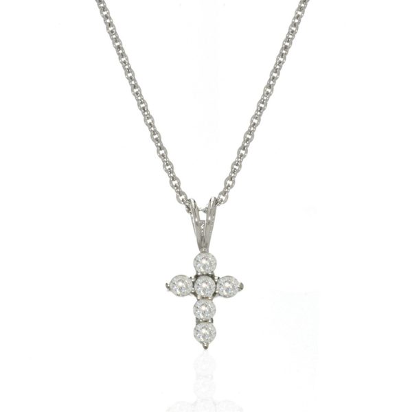 Sterling Silver Cubic Zirconia Extra Small Cross Necklace Online now