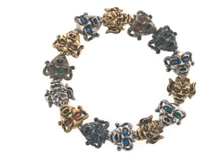 Gargoyles Gold Silver Hematite Tone with Mixed Crystal Eyes Stretch Bracelet Online now