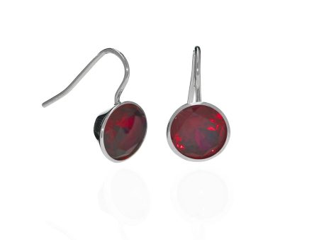 6 Carat Ruby CZ Sterling Silver Bezel Set Earrings Fashion