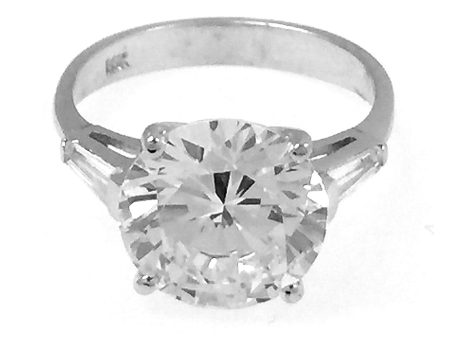 14K White Gold Round Cut Ring 6.5CT (Size 7) Fashion