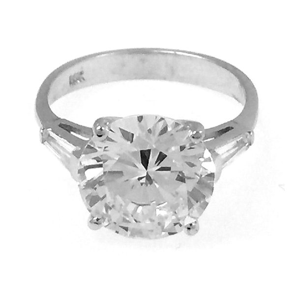 14K White Gold Round Cut Ring 6.5CT (Size 7) Fashion