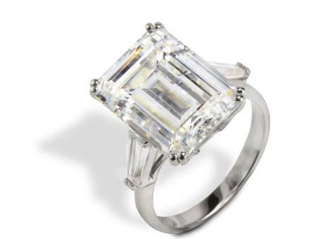 14k White Gold CZ Emerald Cut 9.70 CT For Cheap