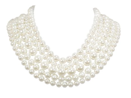 Silvertone Multi 5 Row Kiska Pearl Necklace Online Hot Sale