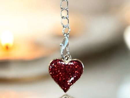 Red Glitter Heart Handle Charm Online Hot Sale