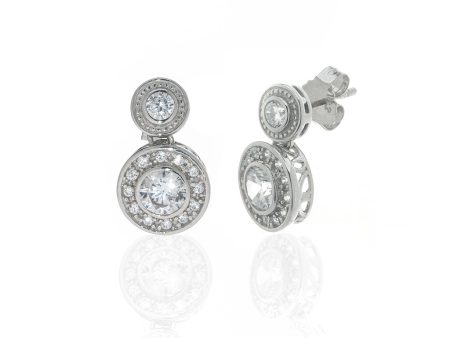 1.5 Carat Round CZ Sterling Silver Drop Earrings Online now