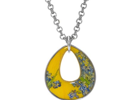 Silvertone Irises Pendant With Chain For Sale